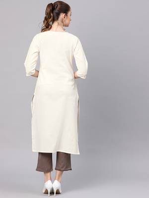 White plain cotton long-kurtis 2