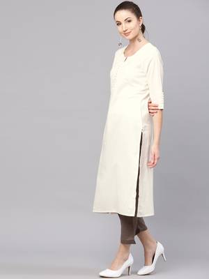 White plain cotton long-kurtis 3