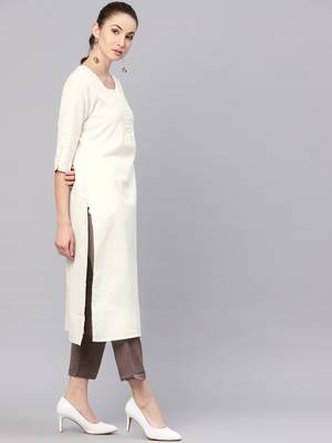 White plain cotton long-kurtis 4