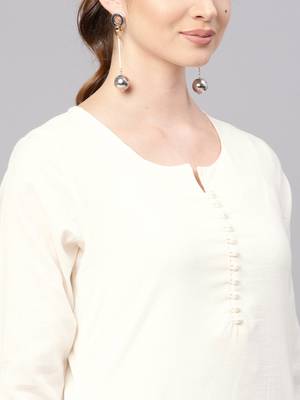 White plain cotton long-kurtis 5