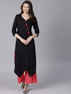 Black plain liva long-kurtis 1