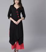Black plain liva long-kurtis