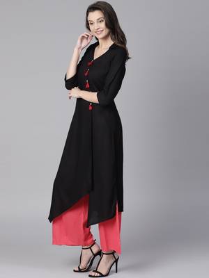 Black plain liva long-kurtis 3