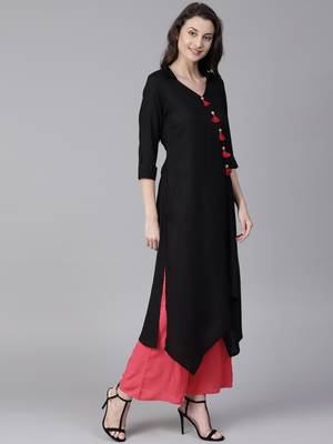 Black plain liva long-kurtis 4