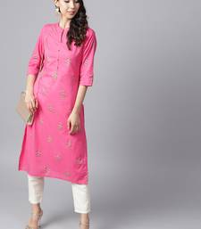 Pink kurti with white leggings Clearance