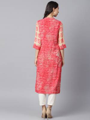 Beige printed liva long-kurtis 2