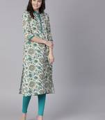 Beige printed liva long-kurtis