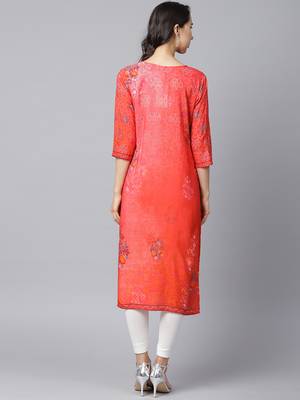 Red printed liva long-kurtis 2