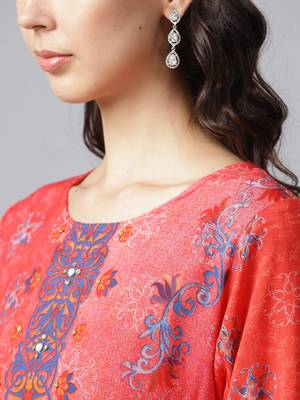Red printed liva long-kurtis 5