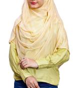 Beige Color Soft Net Lycra Instant Stitched Hijab Scarf For Women (To Be Worn On Hijab Cap)