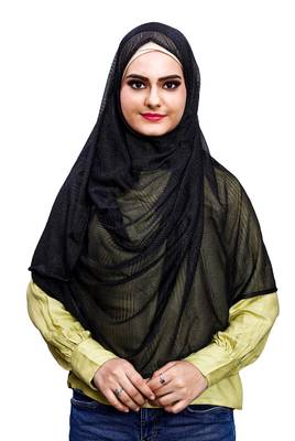 Net Lycra Stitched Instant Hijab Scarf For Women (To Be Worn On Hijab Cap) 1