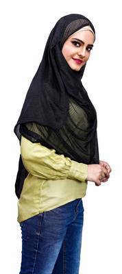 Net Lycra Stitched Instant Hijab Scarf For Women (To Be Worn On Hijab Cap) 2