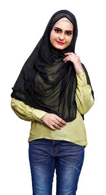 Net Lycra Stitched Instant Hijab Scarf For Women (To Be Worn On Hijab Cap) 3