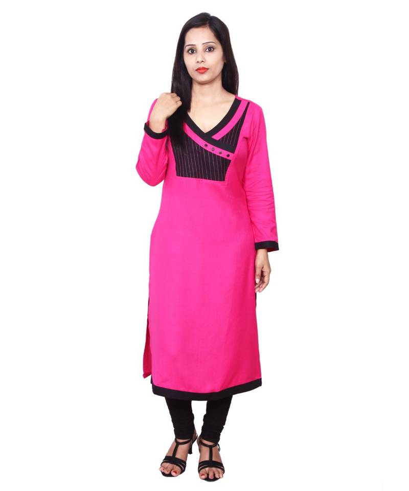 magenta printed rayon kurti