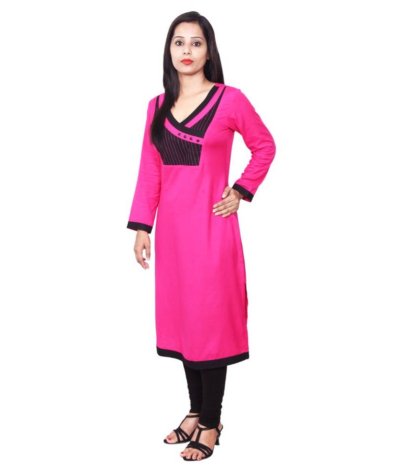 magenta printed rayon kurti