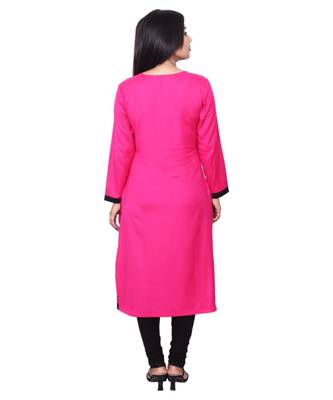 magenta printed rayon kurti 4