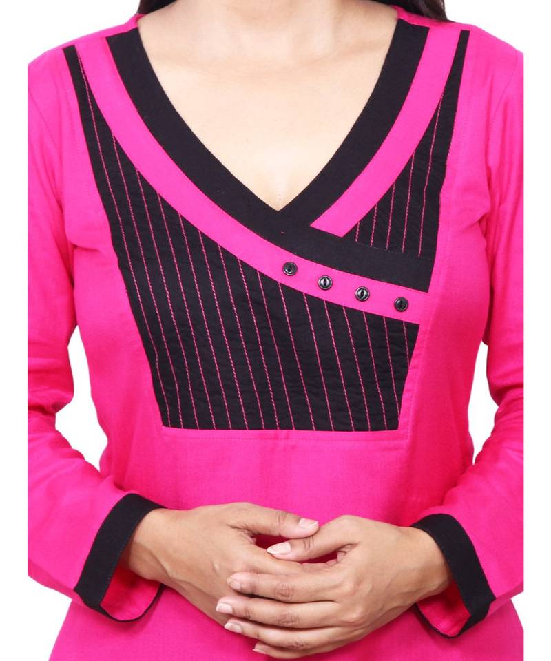 magenta printed rayon kurti