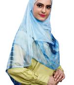 Occasion Wear Sky Blue Color Soft Net Lycra Instant Stitched Hijab Scarf For Women (To Be Worn On Hijab Cap)