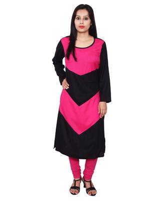 magenta printed rayon kurti 1