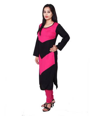 magenta printed rayon kurti 3