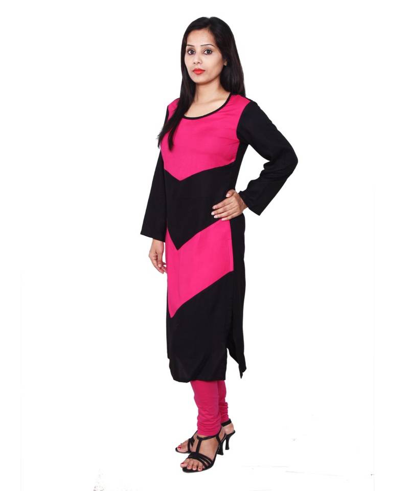 magenta printed rayon kurti