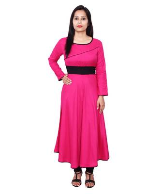 pink printed rayon kurti 1