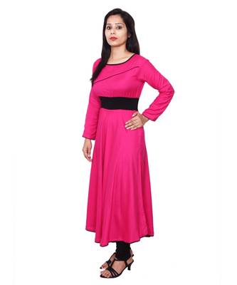 pink printed rayon kurti 2