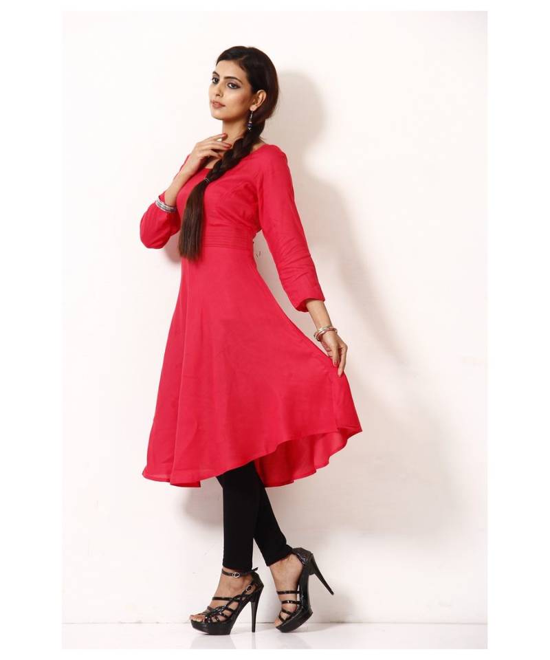 red printed rayon kurti