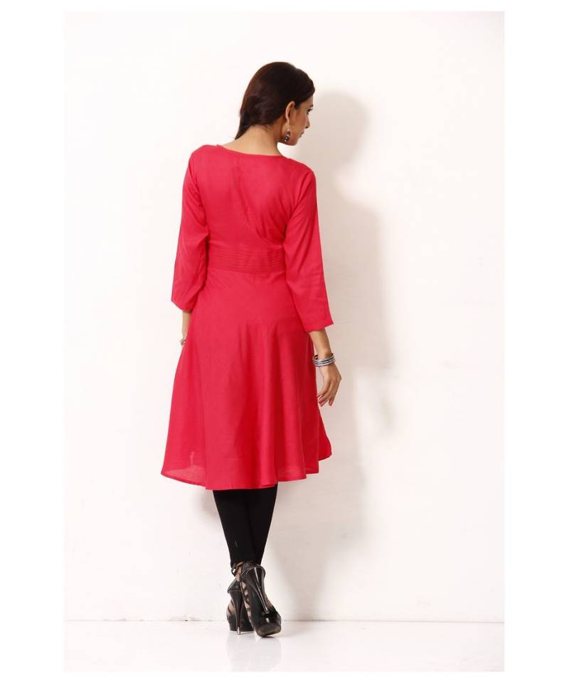 red printed rayon kurti