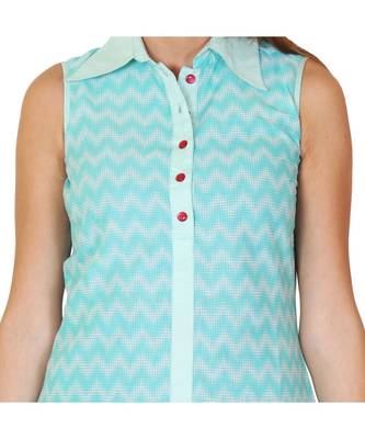 SKY blue printed cotton kurti 4
