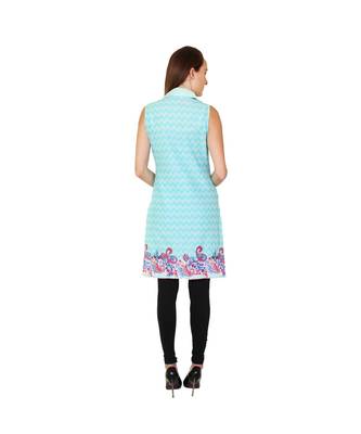 SKY blue printed cotton kurti 5