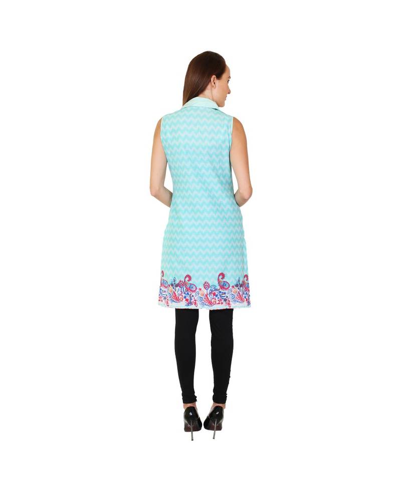 SKY blue printed cotton kurti