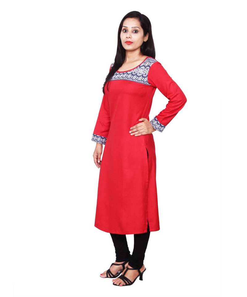 red printed rayon kurti