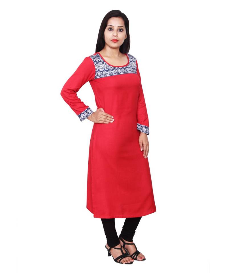 red printed rayon kurti
