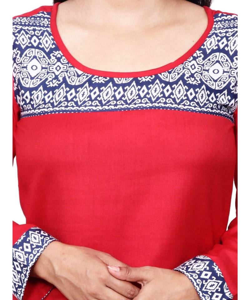 red printed rayon kurti