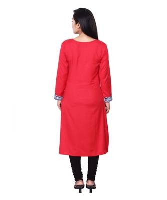 red printed rayon kurti 5