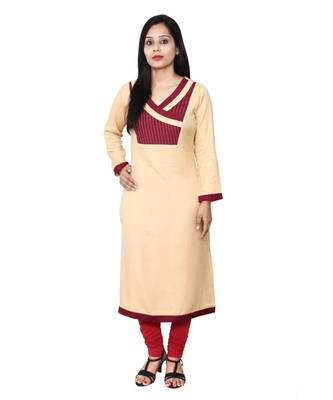 beige printed rayon kurti 1