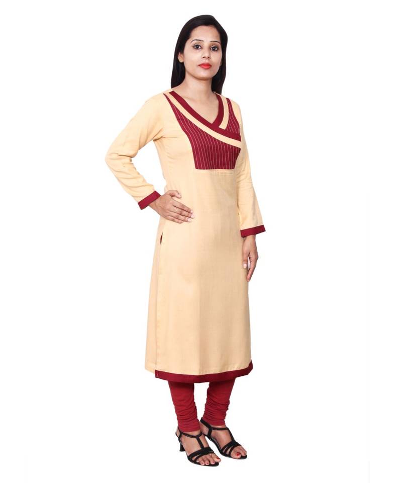 beige printed rayon kurti
