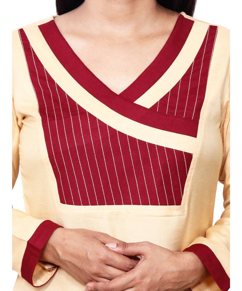 beige printed rayon kurti