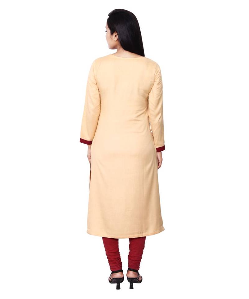 beige printed rayon kurti