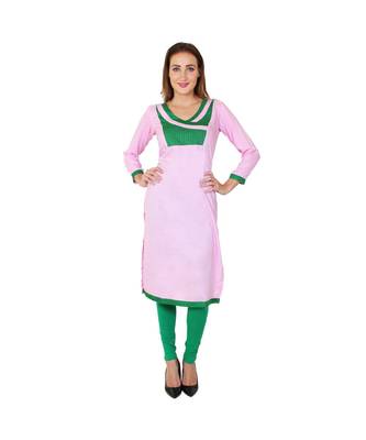 pink printed rayon kurti 1