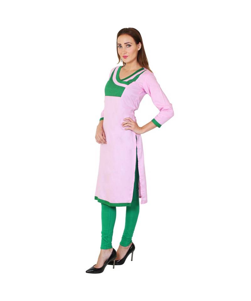 pink printed rayon kurti