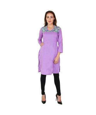 purple printed cotton kurti 1