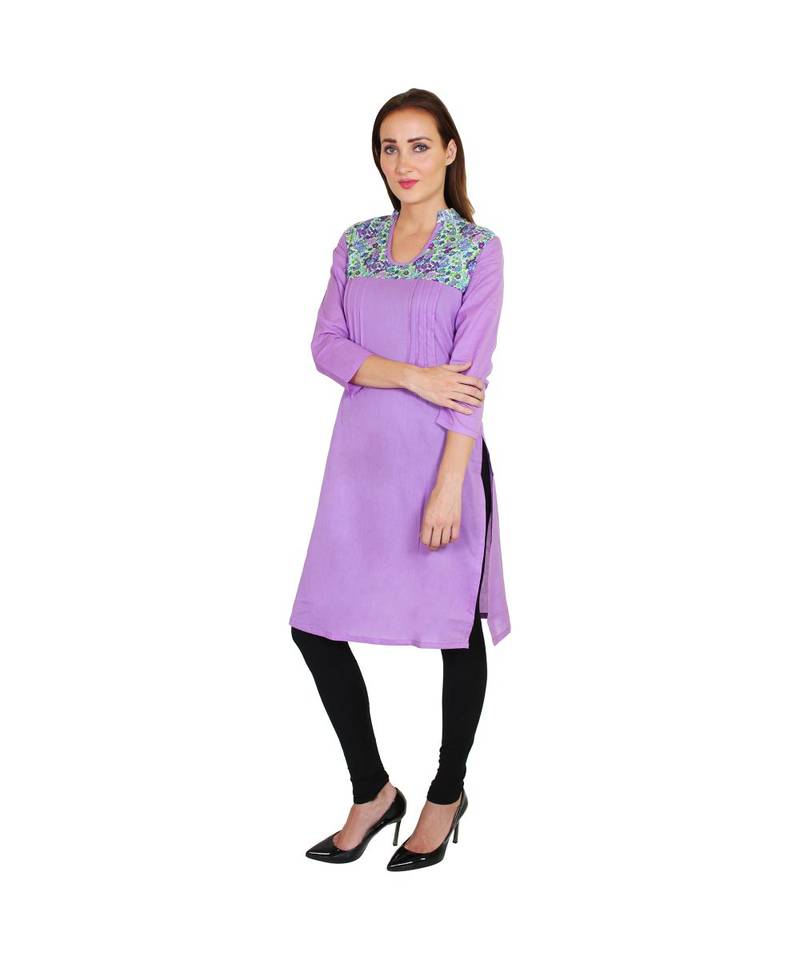 purple printed cotton kurti