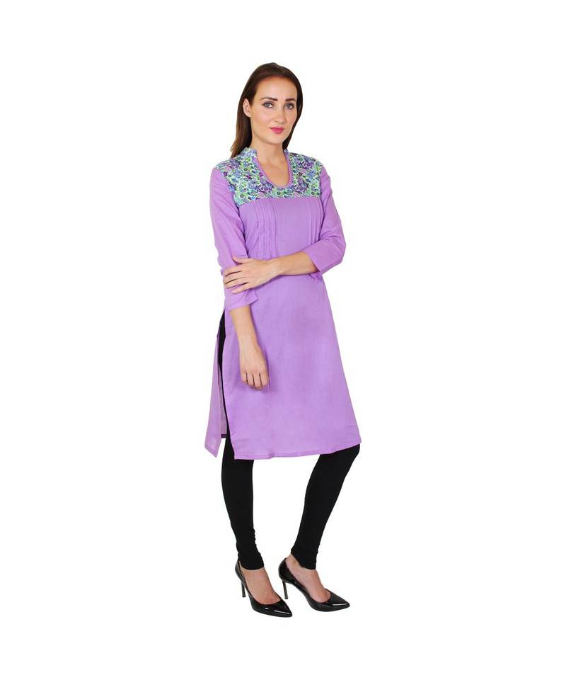 purple printed cotton kurti