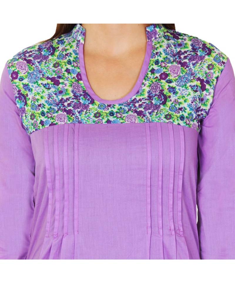 purple printed cotton kurti