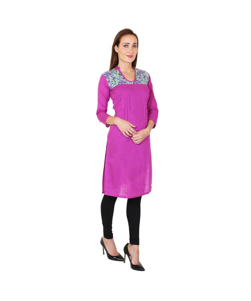 purple printed cotton kurti