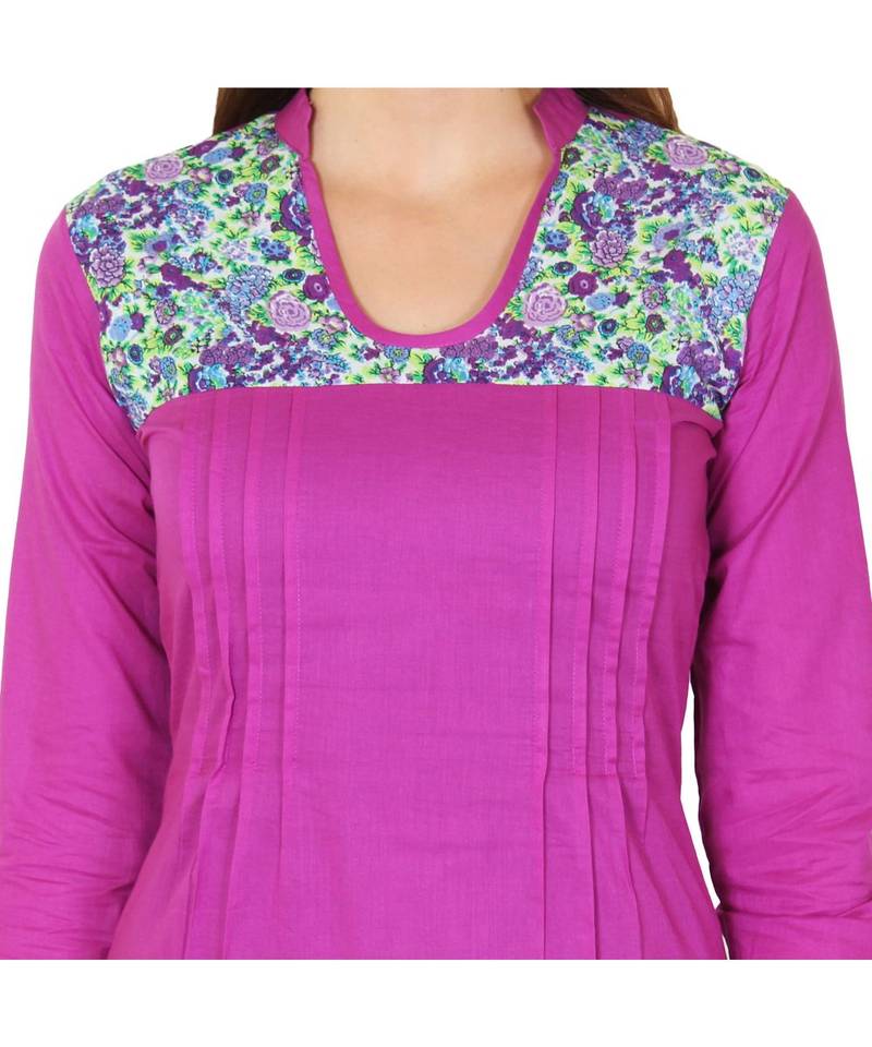 purple printed cotton kurti