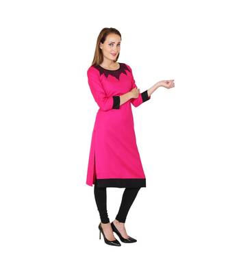 magenta printed rayon kurti 3