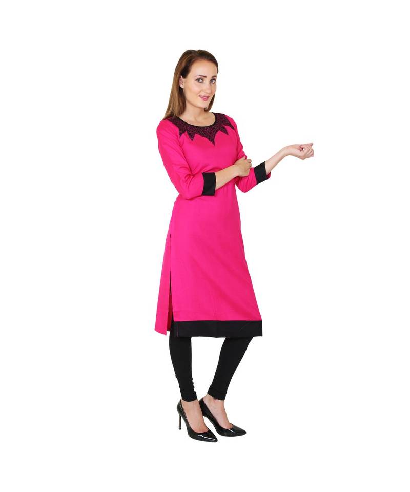 magenta printed rayon kurti